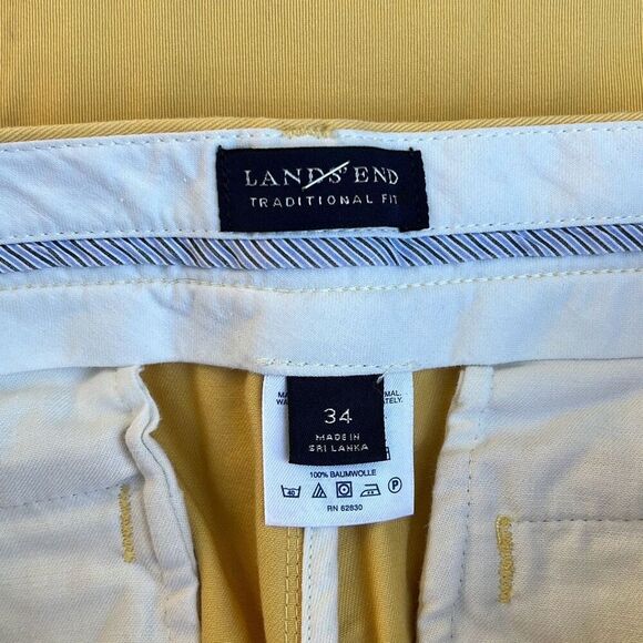 Lands' End Men's Yellow Traditional Fit Casual Stretch Chino Shorts Size 34 - Picture 7 of 7